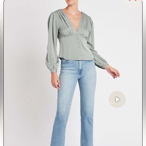 Frame denim empire pleat top- green
